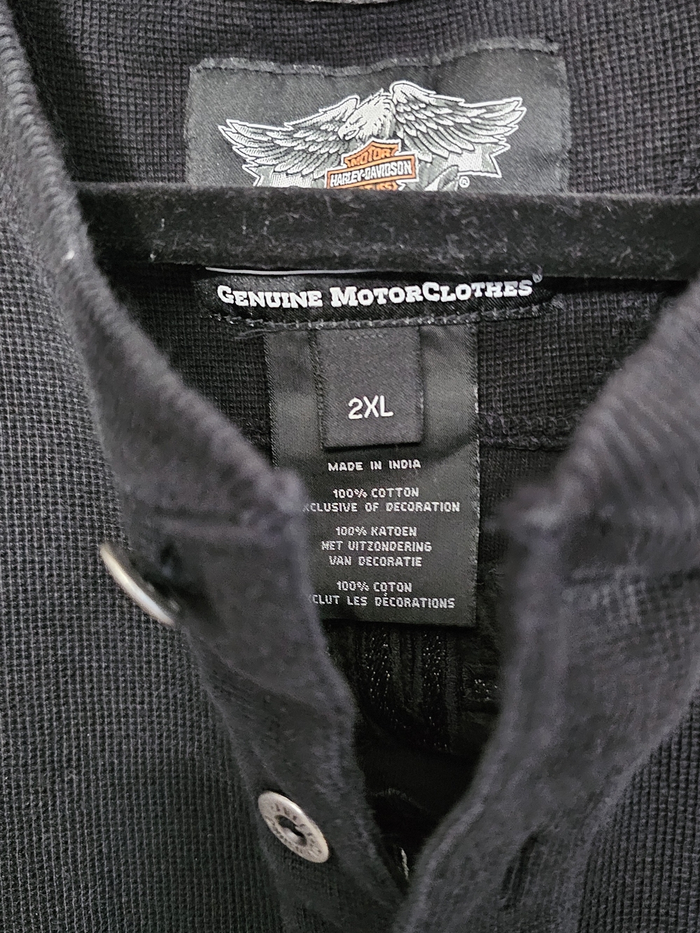 FINAL...Harley-Davidson Men’s Black Henley Long-Sleeve Shirt - Picture 2 of 8